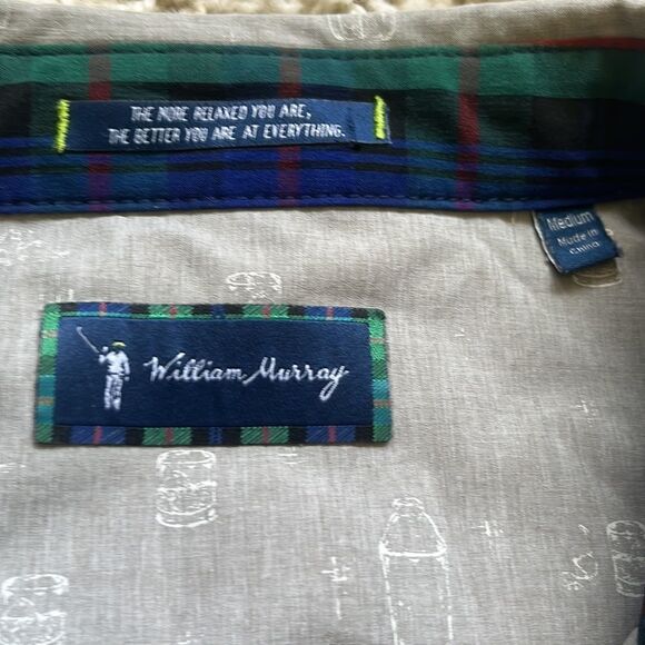 William Murray Long Sleeve Golf Button Down Shirt Rocks Glass Print EUC - Picture 4 of 16